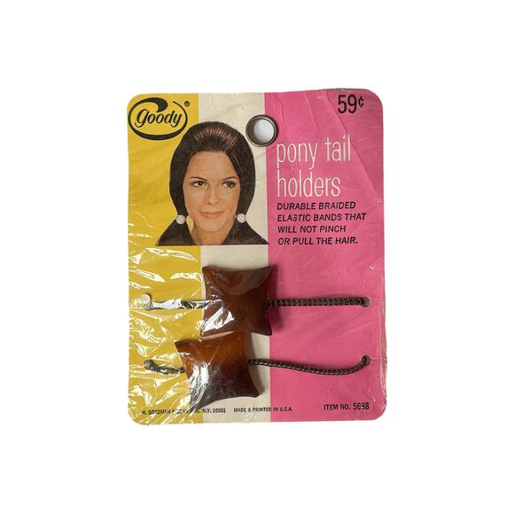 1970s Goody Elastic & Faux Lucite Tortoise Shell Girl Women Ponytail Holder NRFP - Picture 3 of 3